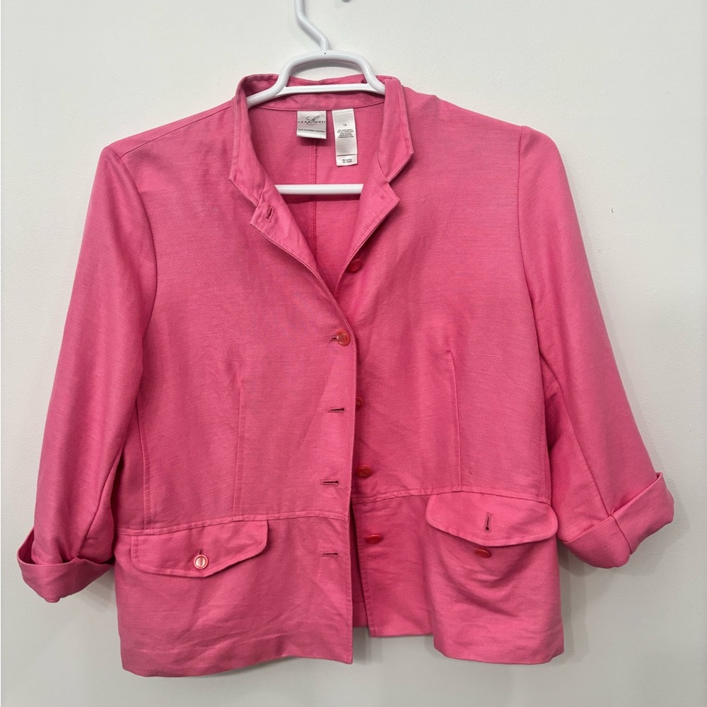 Emma and James Pink Linen Blend Blazer Jacket Size 14